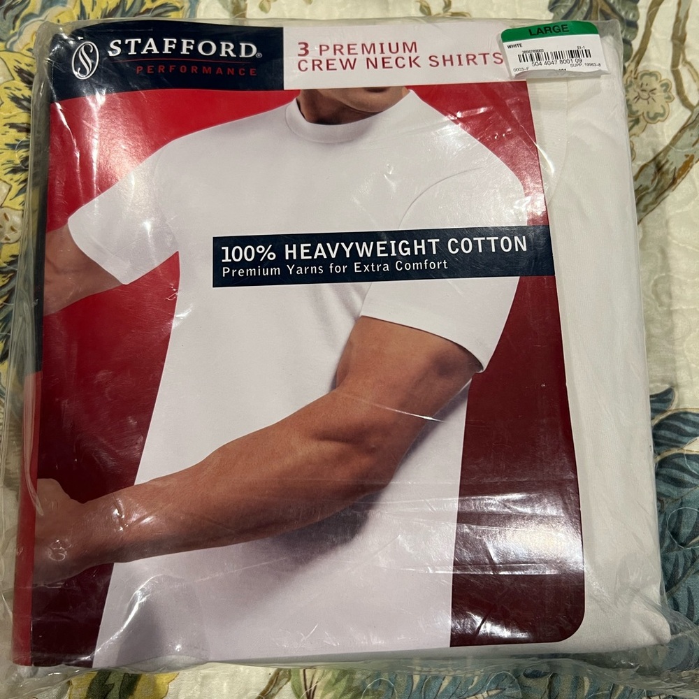 Stafford White Crew Neck Shirts